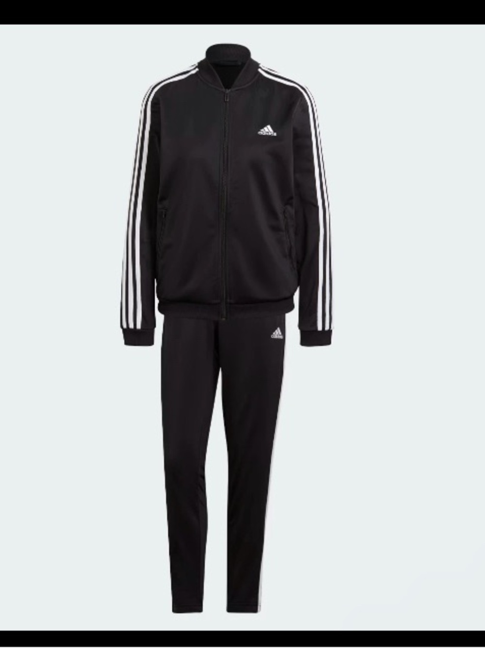 adidas Black Track Suit with White 3-Stripe Accent